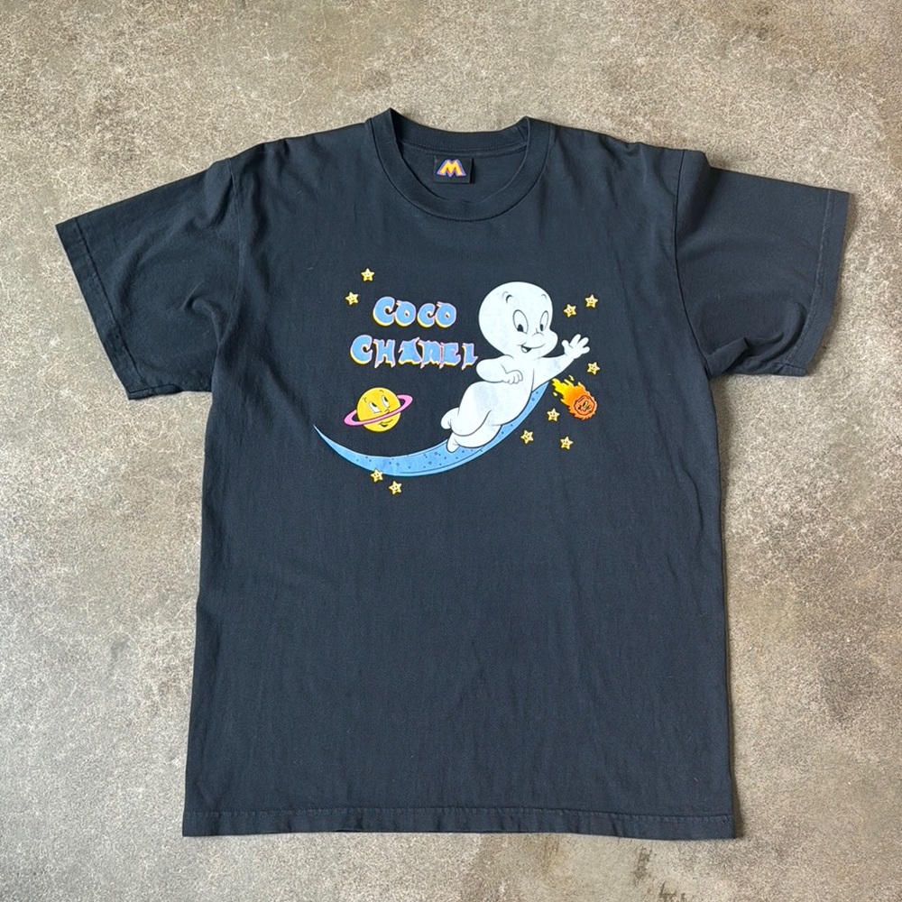 Mega Yacht Casper The Friendly Ghost Coco Chanel Black T-Shirt Unisex M - Picture 2 of 6